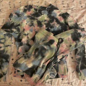 Tie dye sweatpants and sweatshirt set